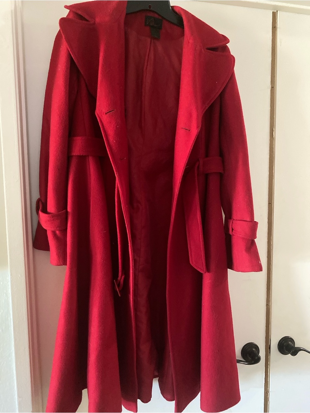 Victoria's Secret Red Hooded Wool-Blend Trench Coat